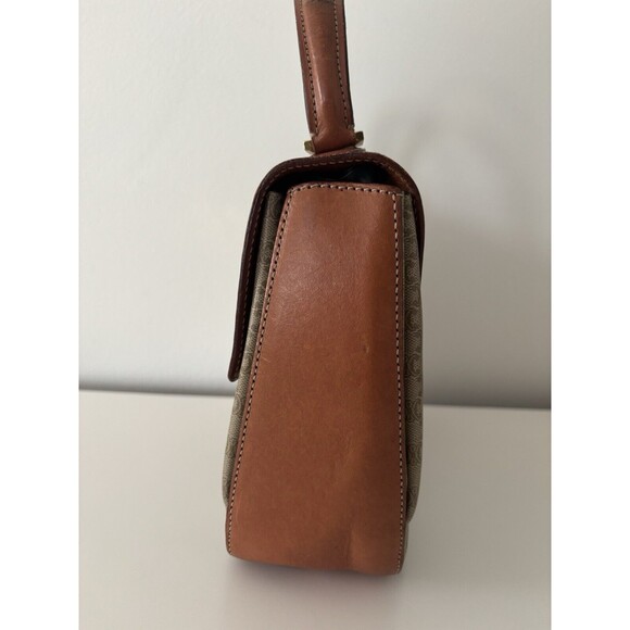 Celine Logo Macadam Pattern Hand Bag Leather Tan/Brown Crossbody Authentic Vtg - Picture 7 of 16